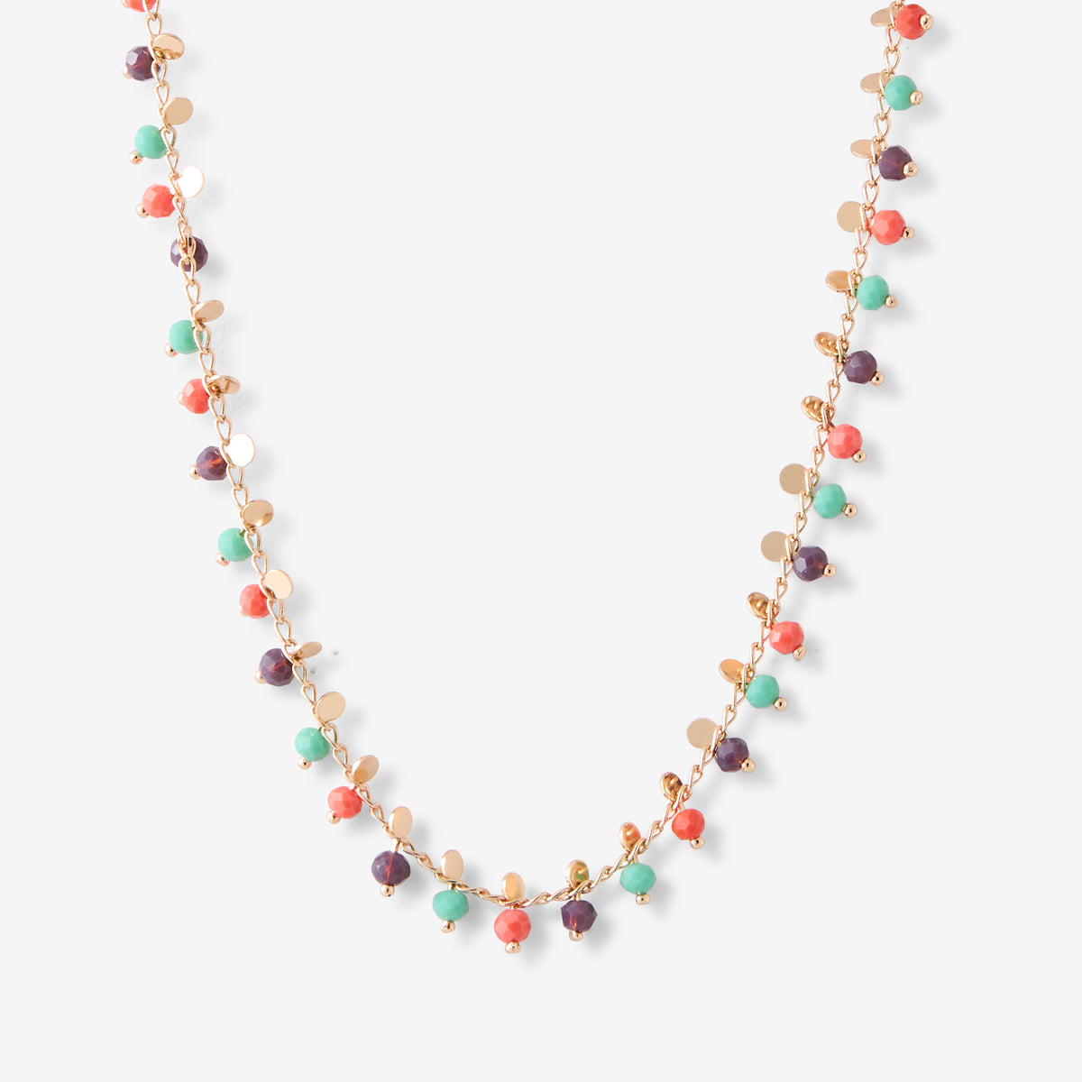 Collier pierres facettées et mini disques