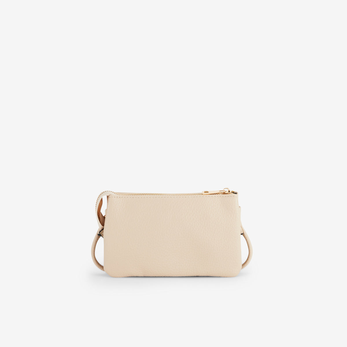Pochette à bandoulière effet grainé beige
