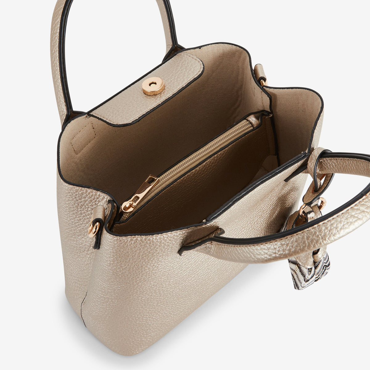 Sac à main grainé doré avec grigri mini sac