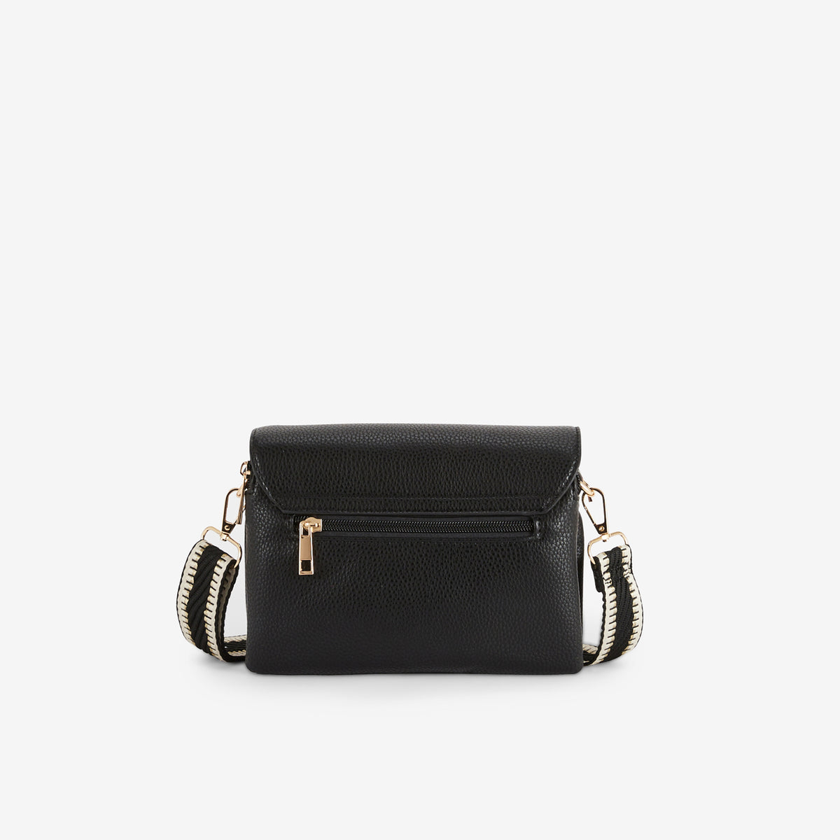 Petit sac noir avec bandoulière à motif géométrique