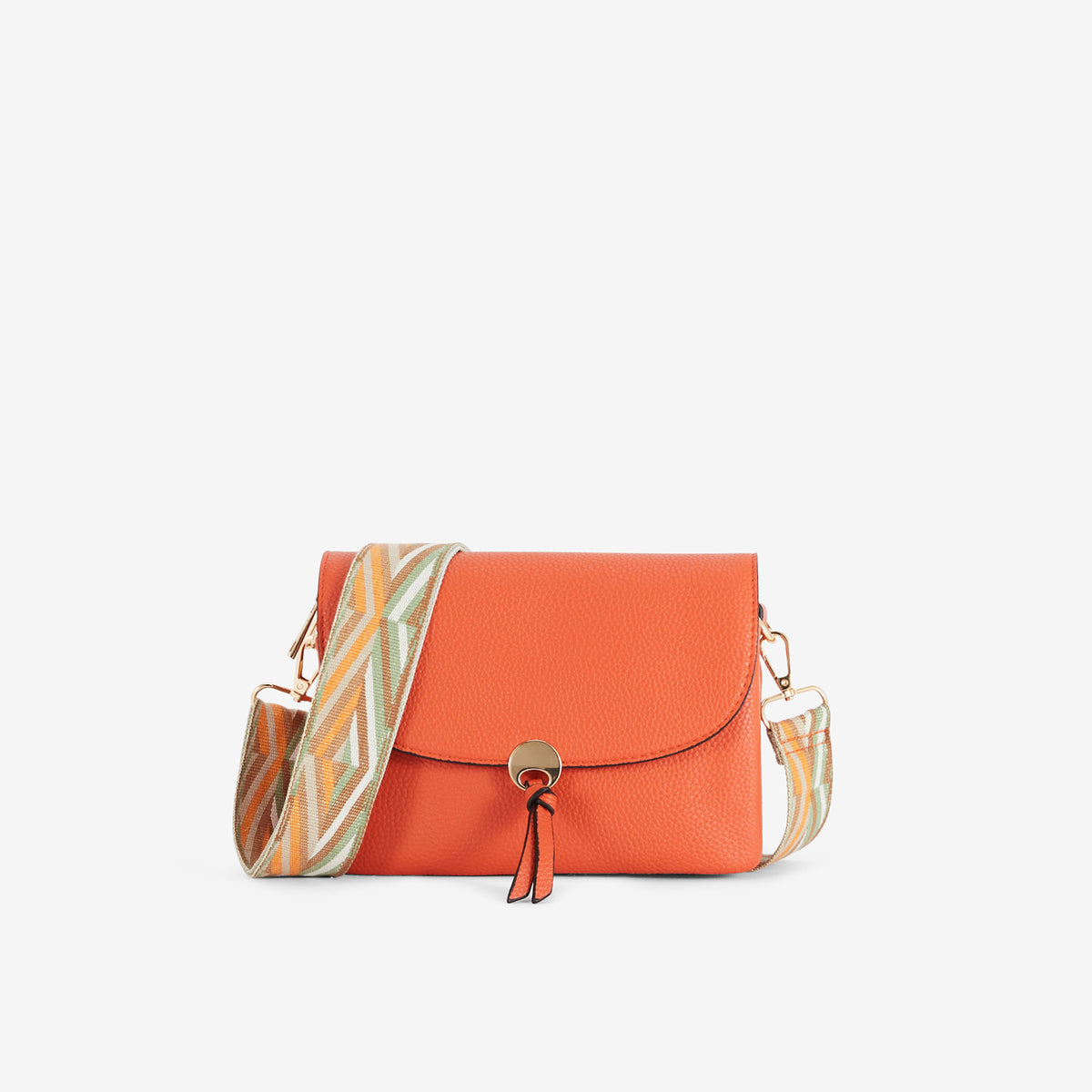 Petit sac orange avec bandoulière à motif géométrique