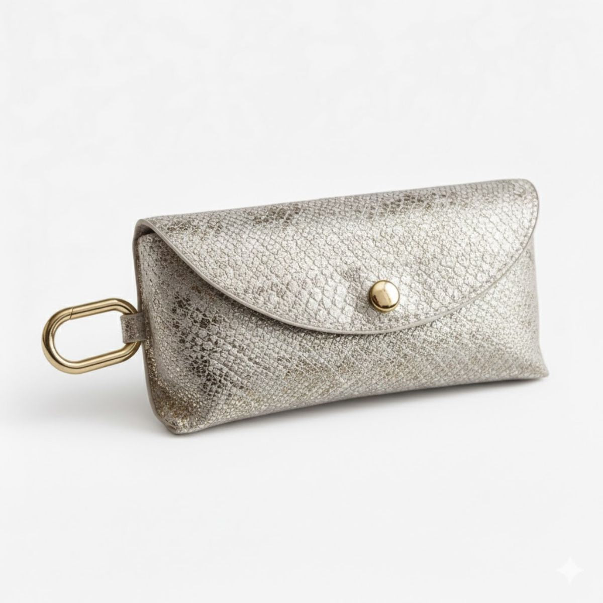 Etui à lunettes effet lézard doré