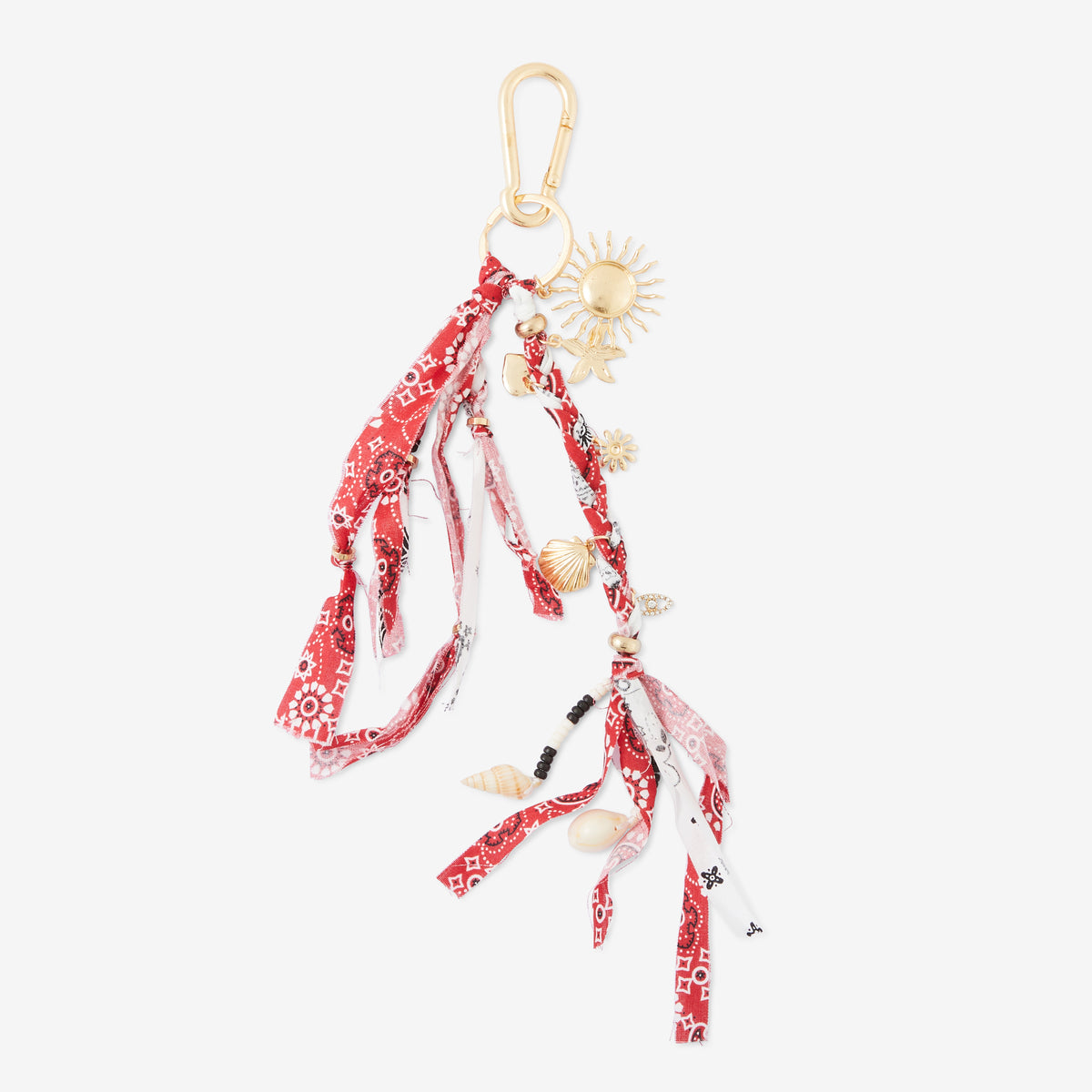 Porte-clés bandana rose et charms