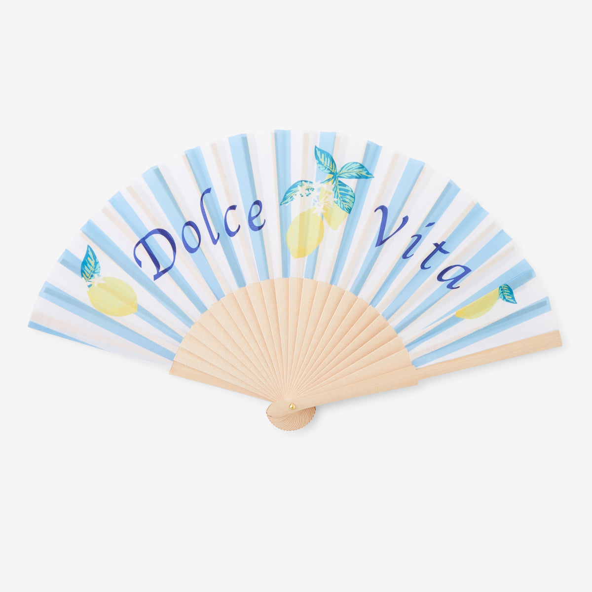 Éventail Dolce Vita à rayures bleues