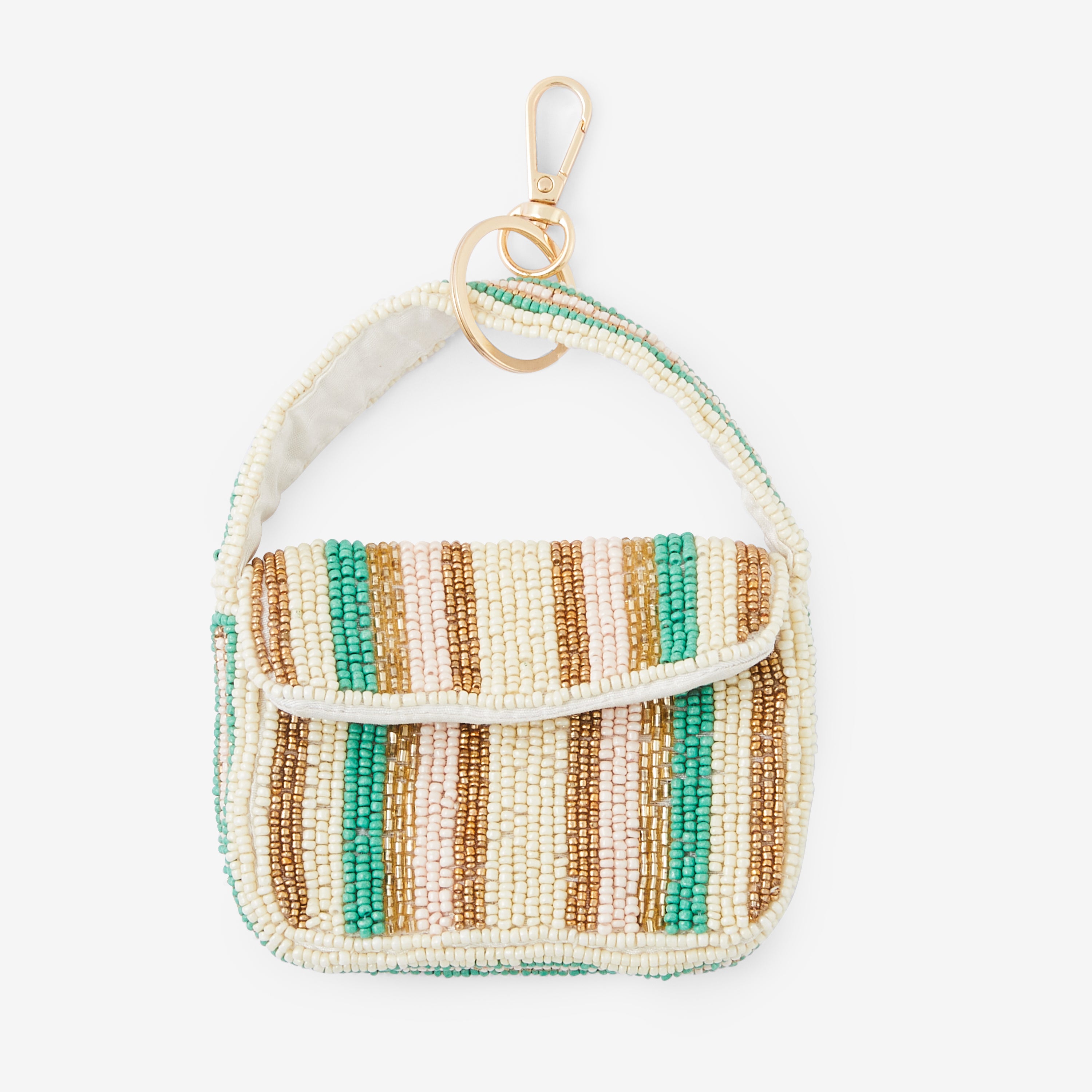 Porte-clés mini sac en perles de rocaille