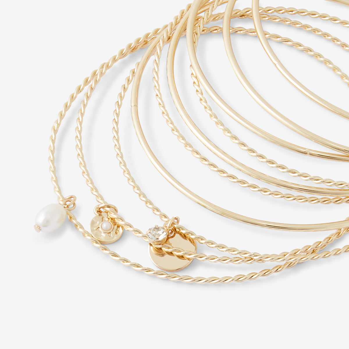 Set de 10 bracelets fins dorés avec charms
