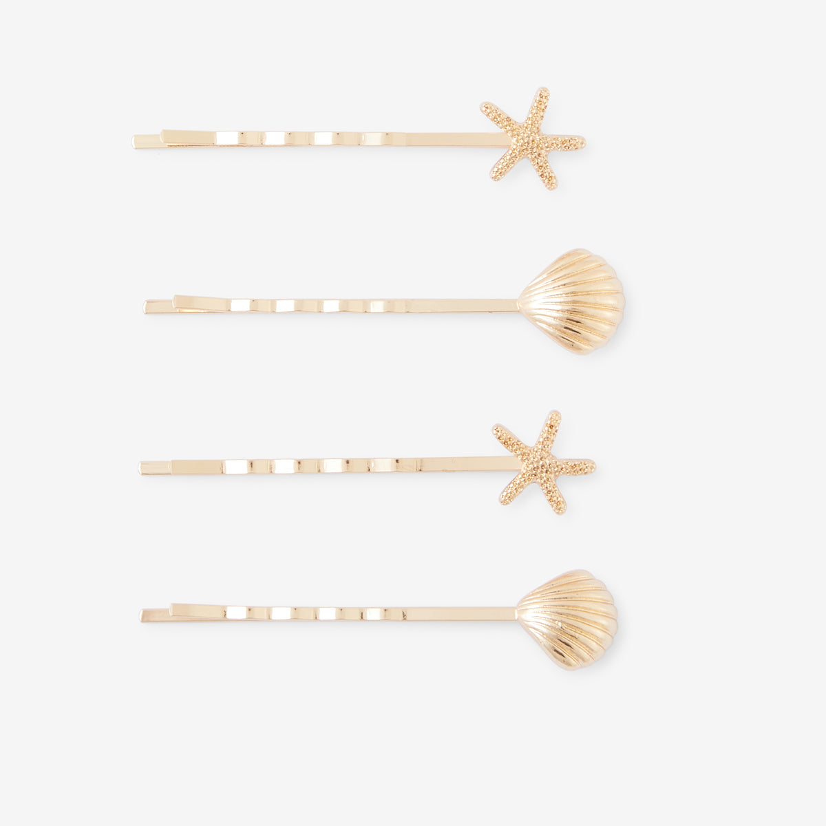 Set de 4 pinces plates à cheveux étoile de mer et coquillage