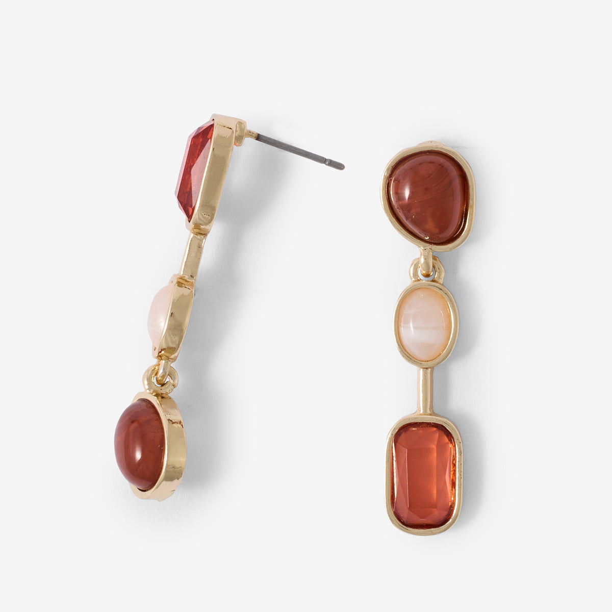 Boucles d'oreilles asymétriques oranges