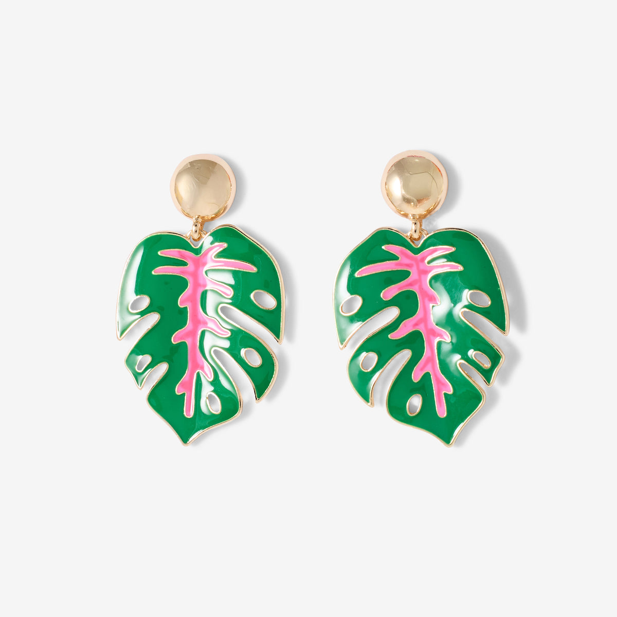 Boucles d'oreilles feuille de monstera