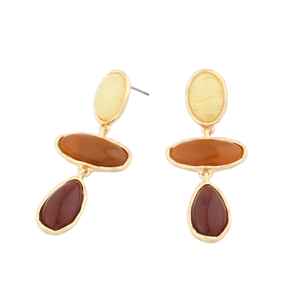 Boucles d'oreilles longues à cabochons marrons