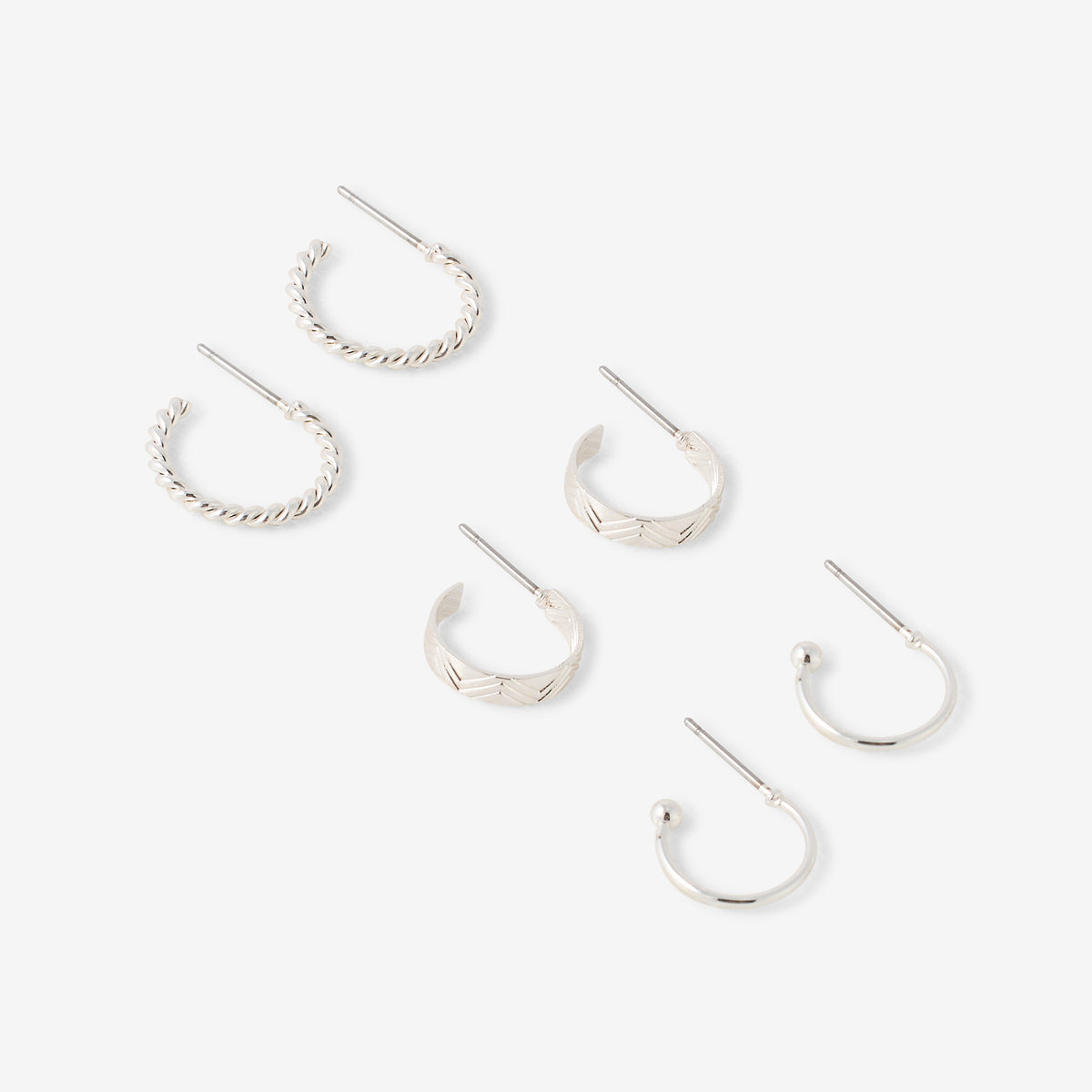 Set de 3 mini-créoles argentées