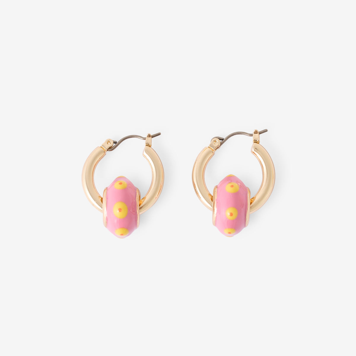 Petites créoles avec perles roses et jaunes