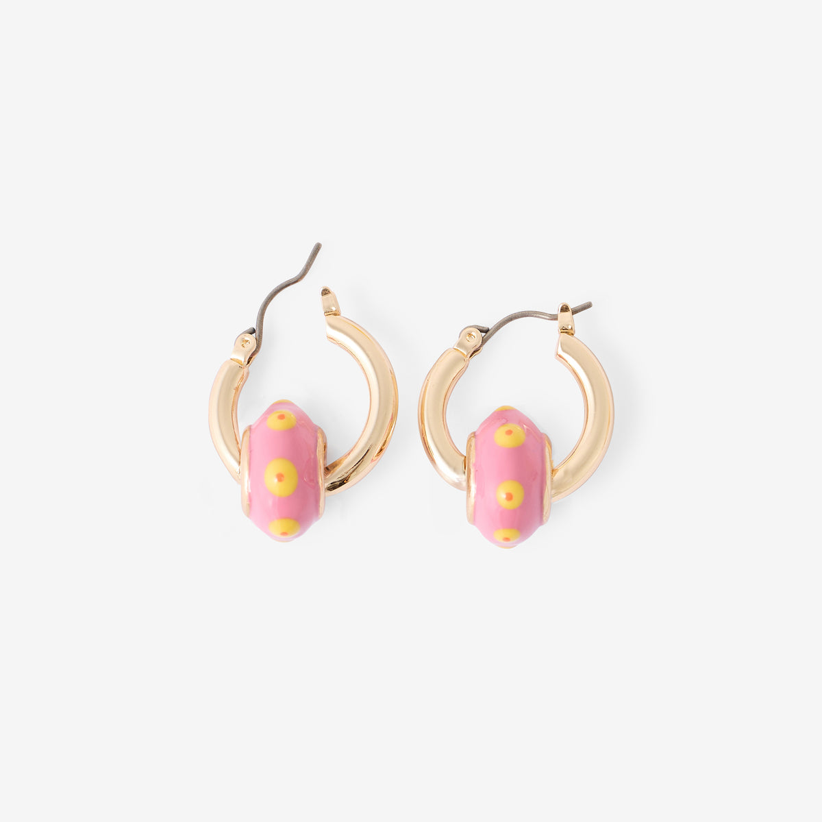 Petites créoles avec perles roses et jaunes