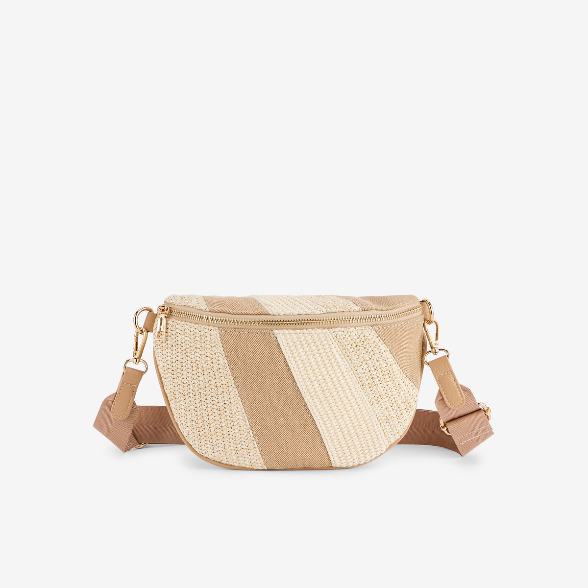 Sac banane patchwork beige