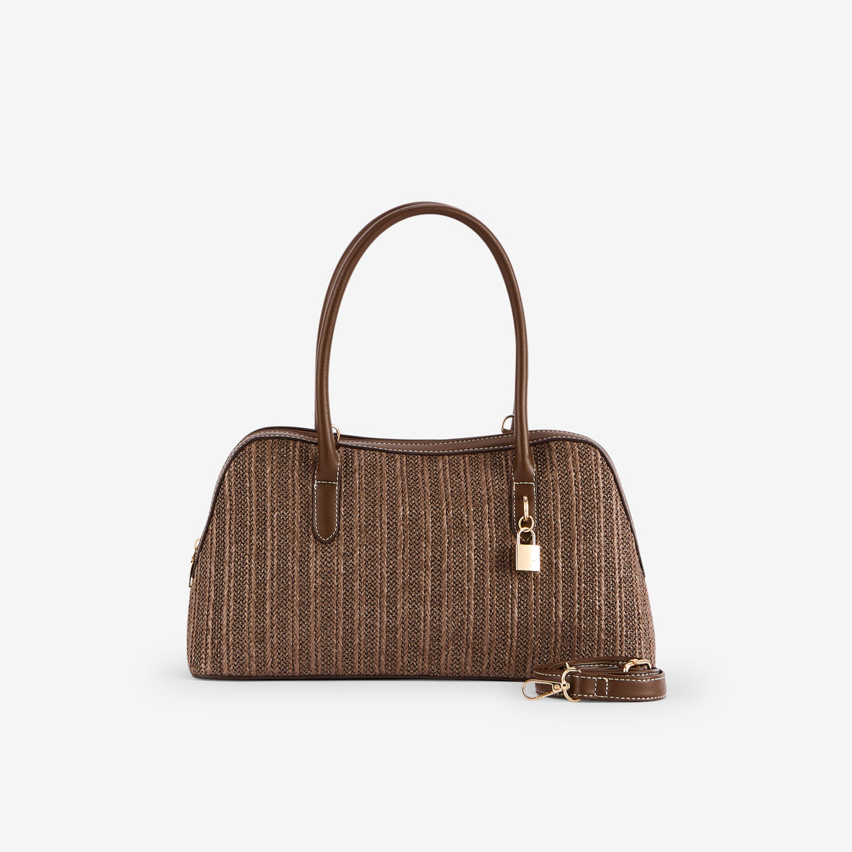 Sac bowling effet paille marron