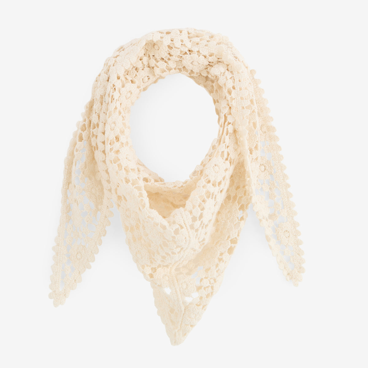 Foulard triangle en dentelle écru