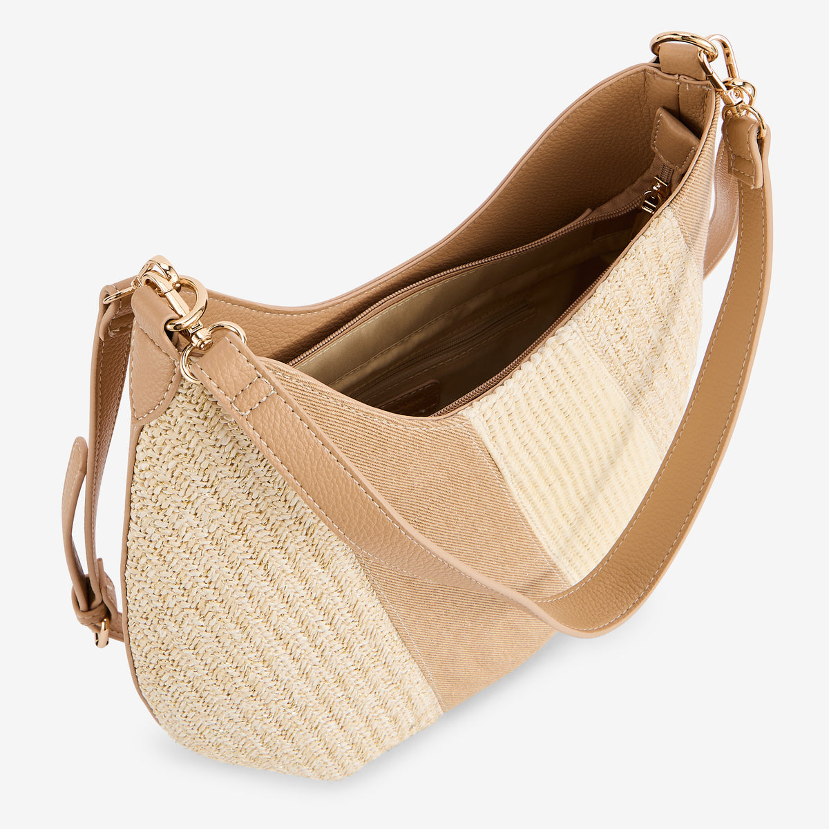 Sac épaule patchwork beige