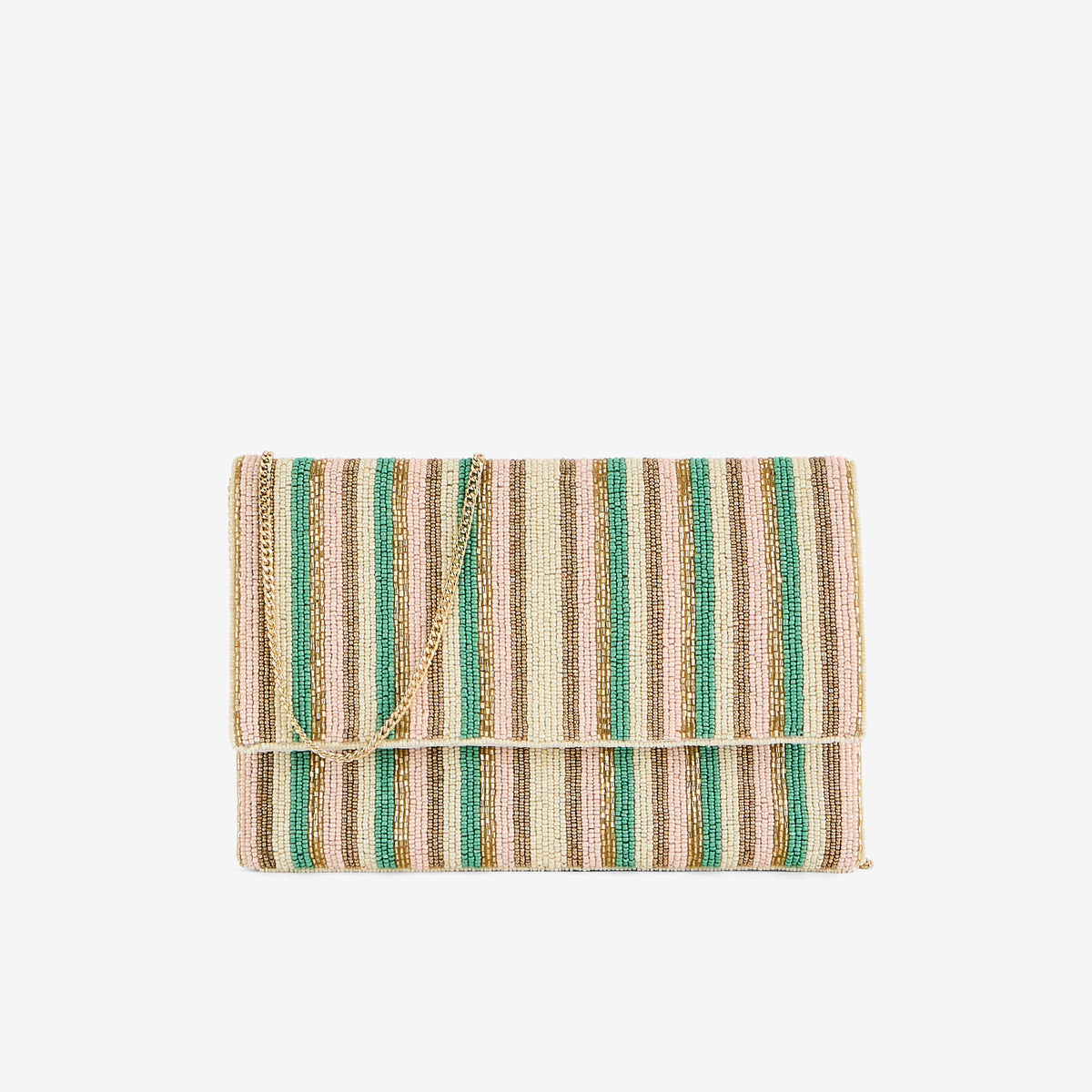 Pochette à rayures perlées