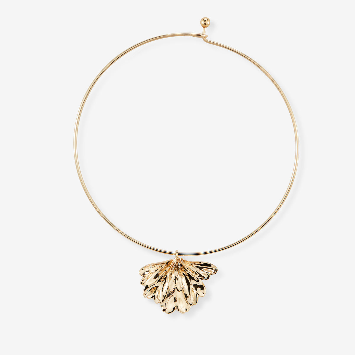 Collier torque grosse fleur dorée