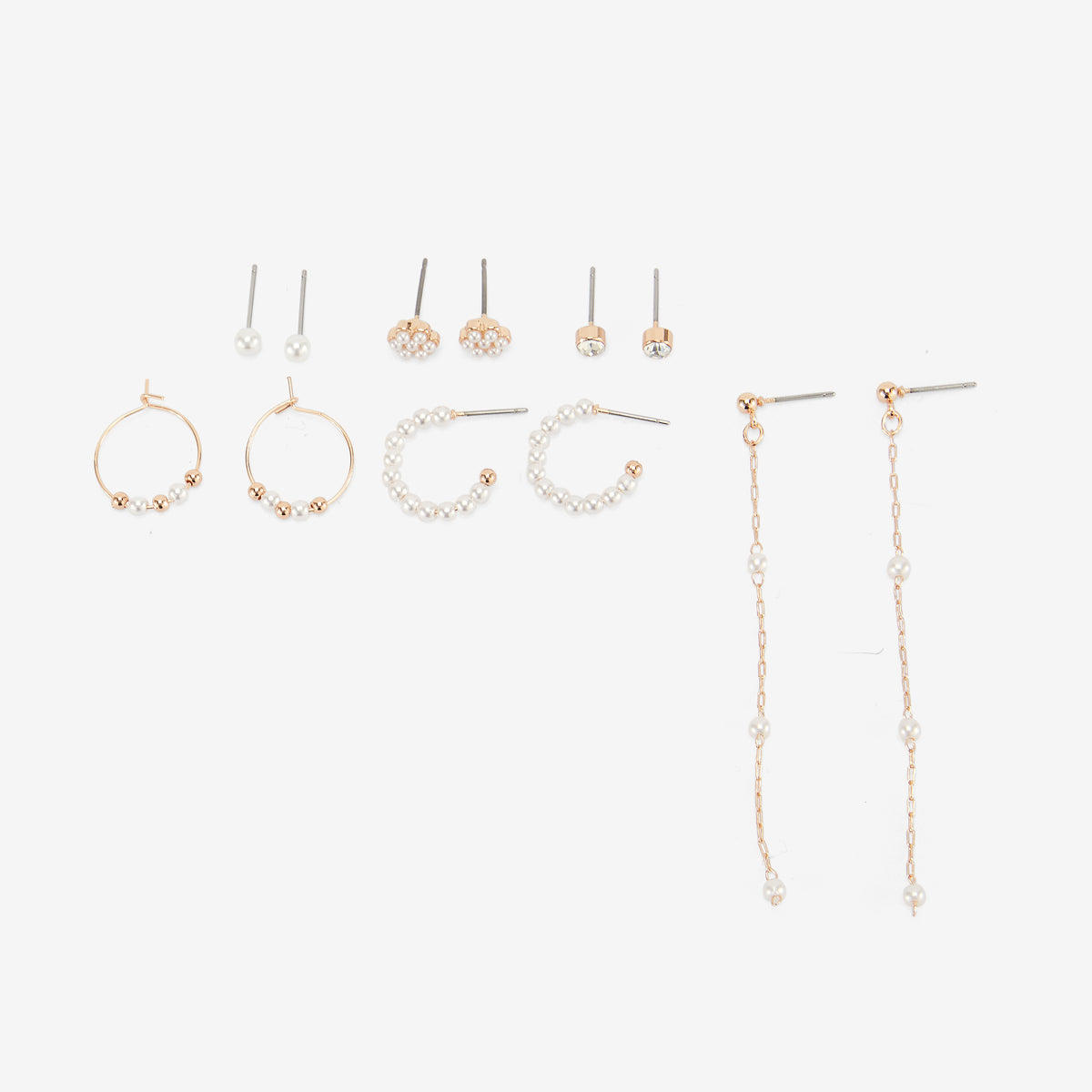 Set 6 paires de boucles d'oreilles à perles