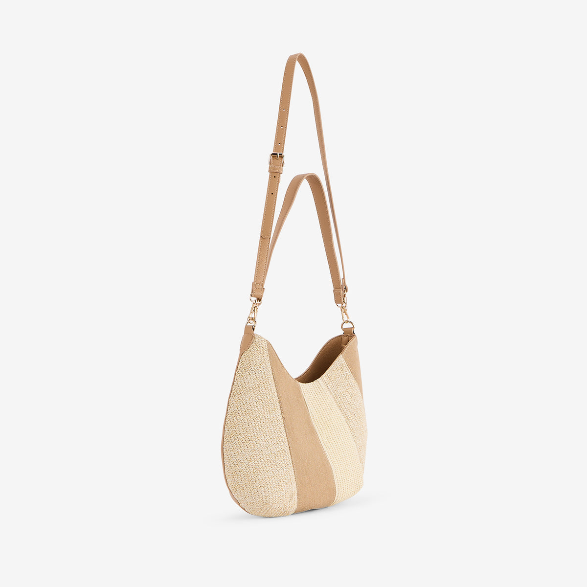 Sac épaule patchwork beige
