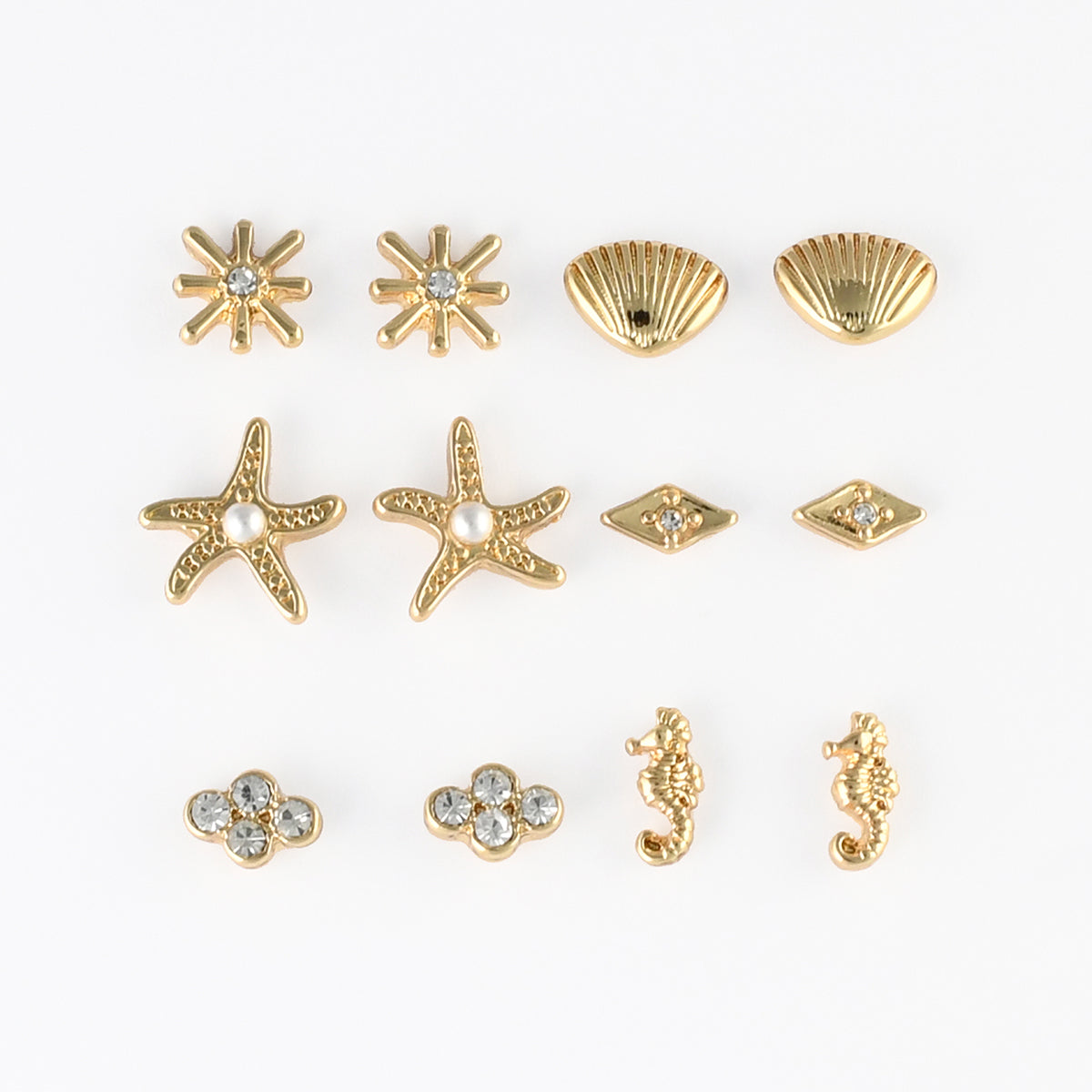 Set x6 paires de puces d'oreilles mer