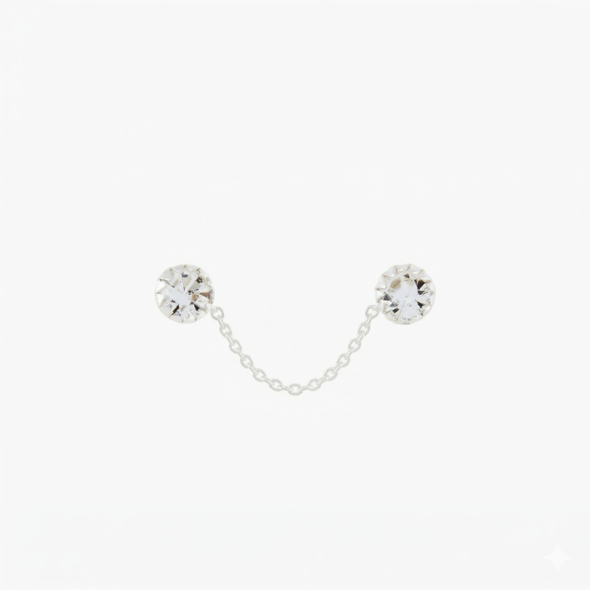 Puces d’oreilles à chaîne avec zircon, en argent 925
