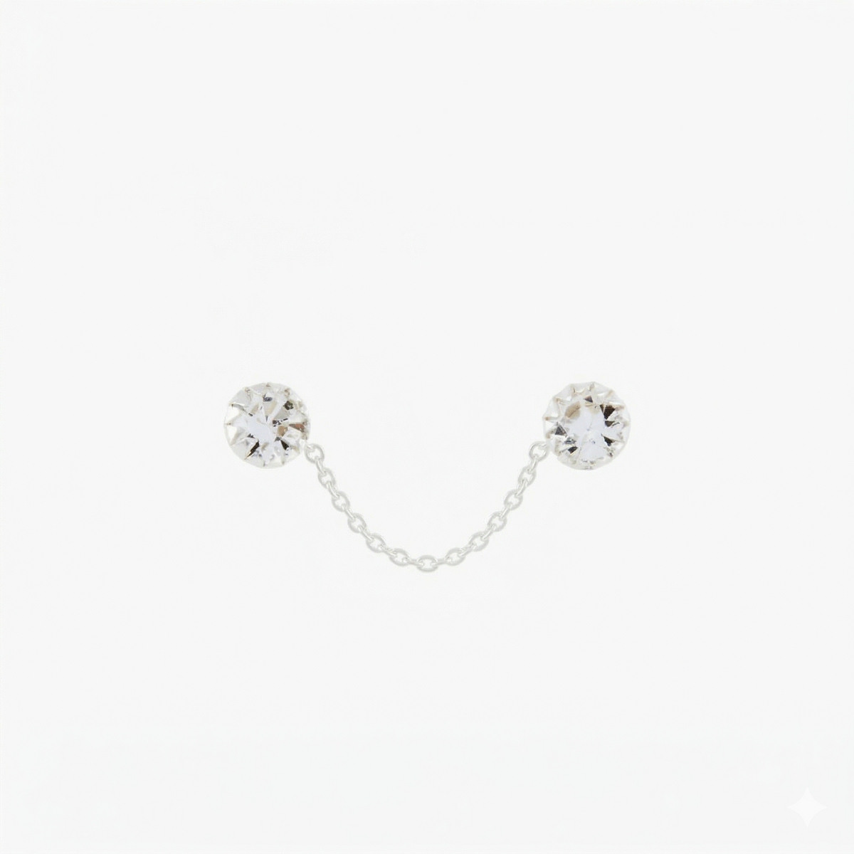 Puces d’oreilles à chaîne avec zircon, en argent 925