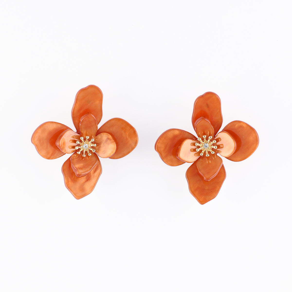 Boucles d’oreilles fleurs orange