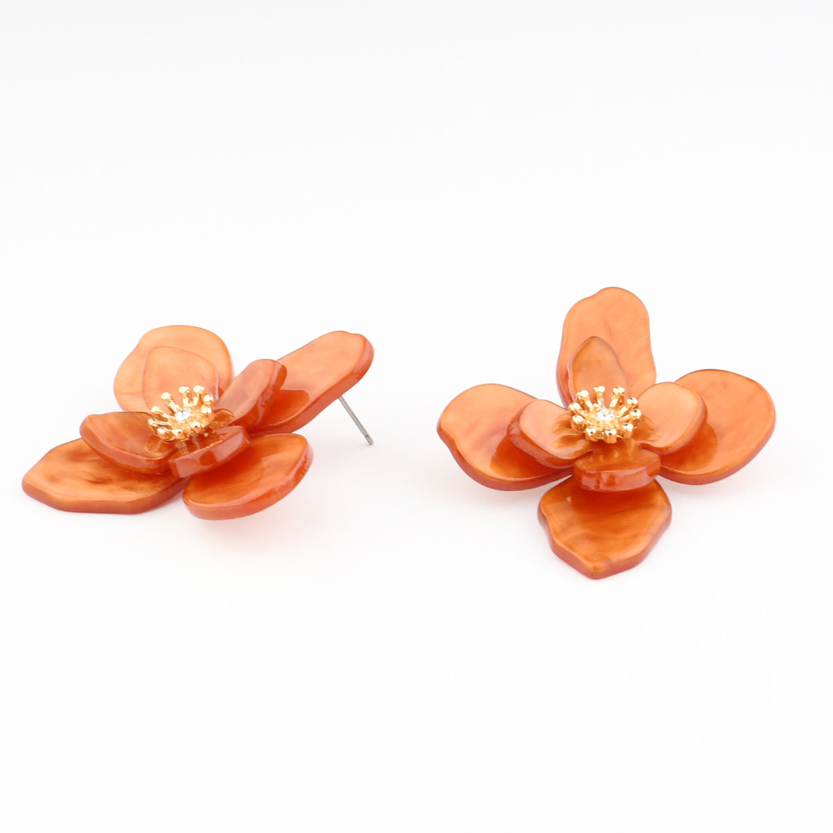 Boucles d’oreilles fleurs orange