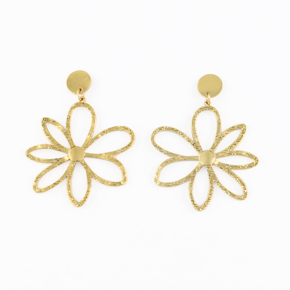 Boucles d'oreilles pendantes fleurs Acier inoxydable