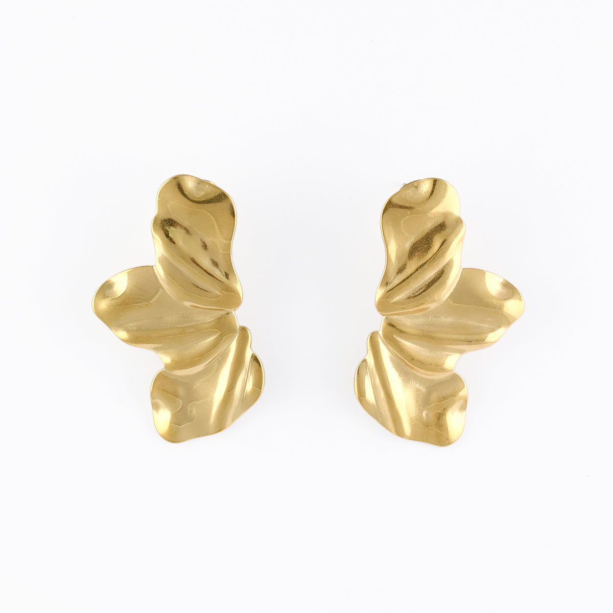 Boucles d'oreilles demi-feuilles acier inoxydable