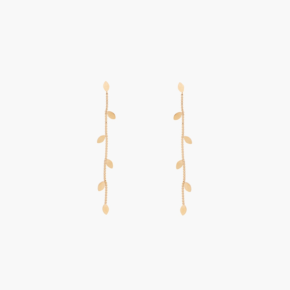 Longues boucles d'oreilles petites feuilles acier inoxydable