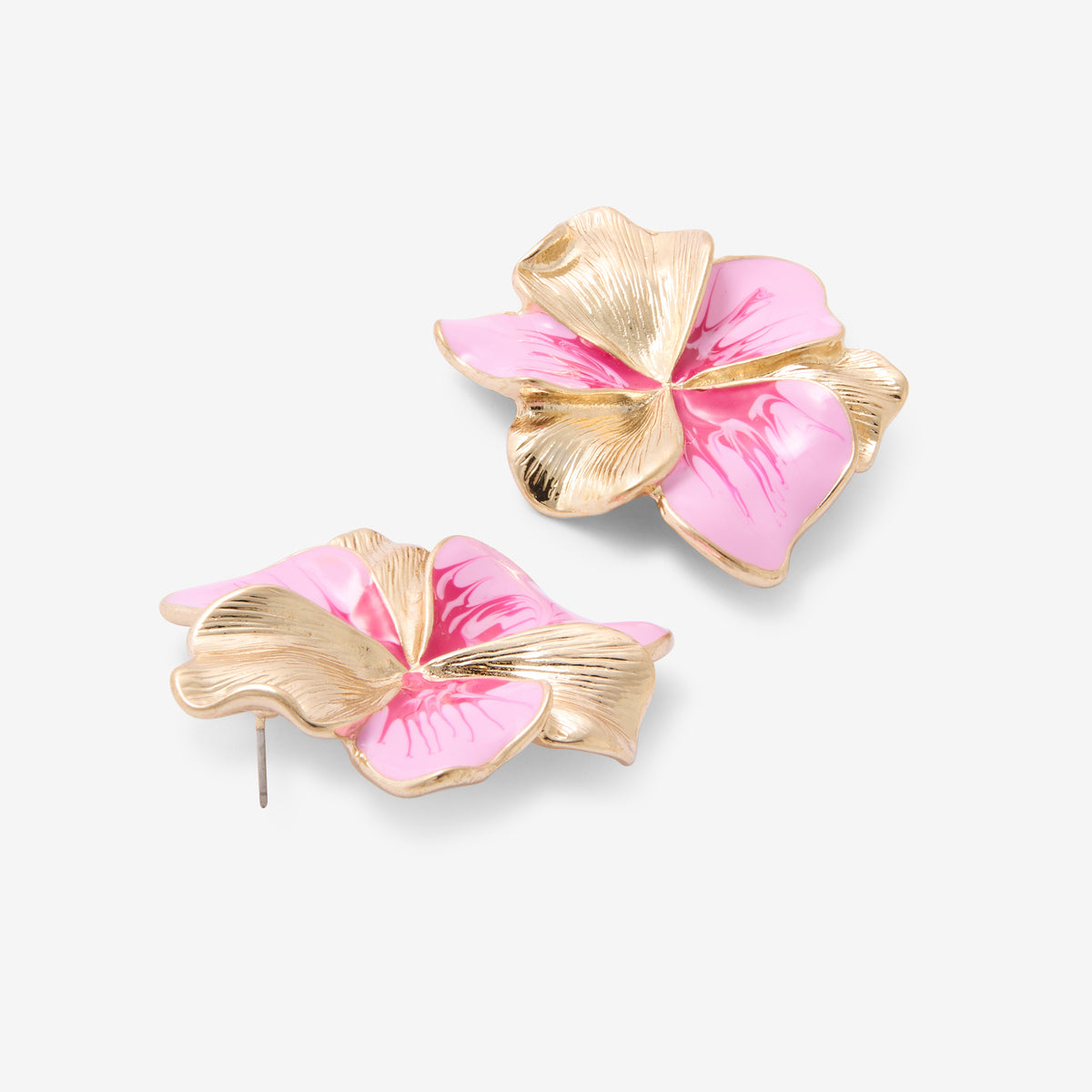 Grandes boucles d'oreilles fleur en émail