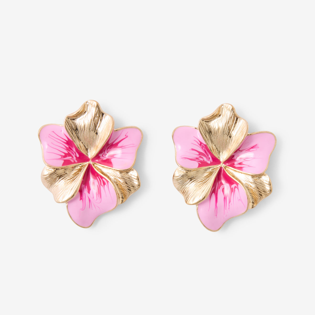 Grandes boucles d'oreilles fleur en émail