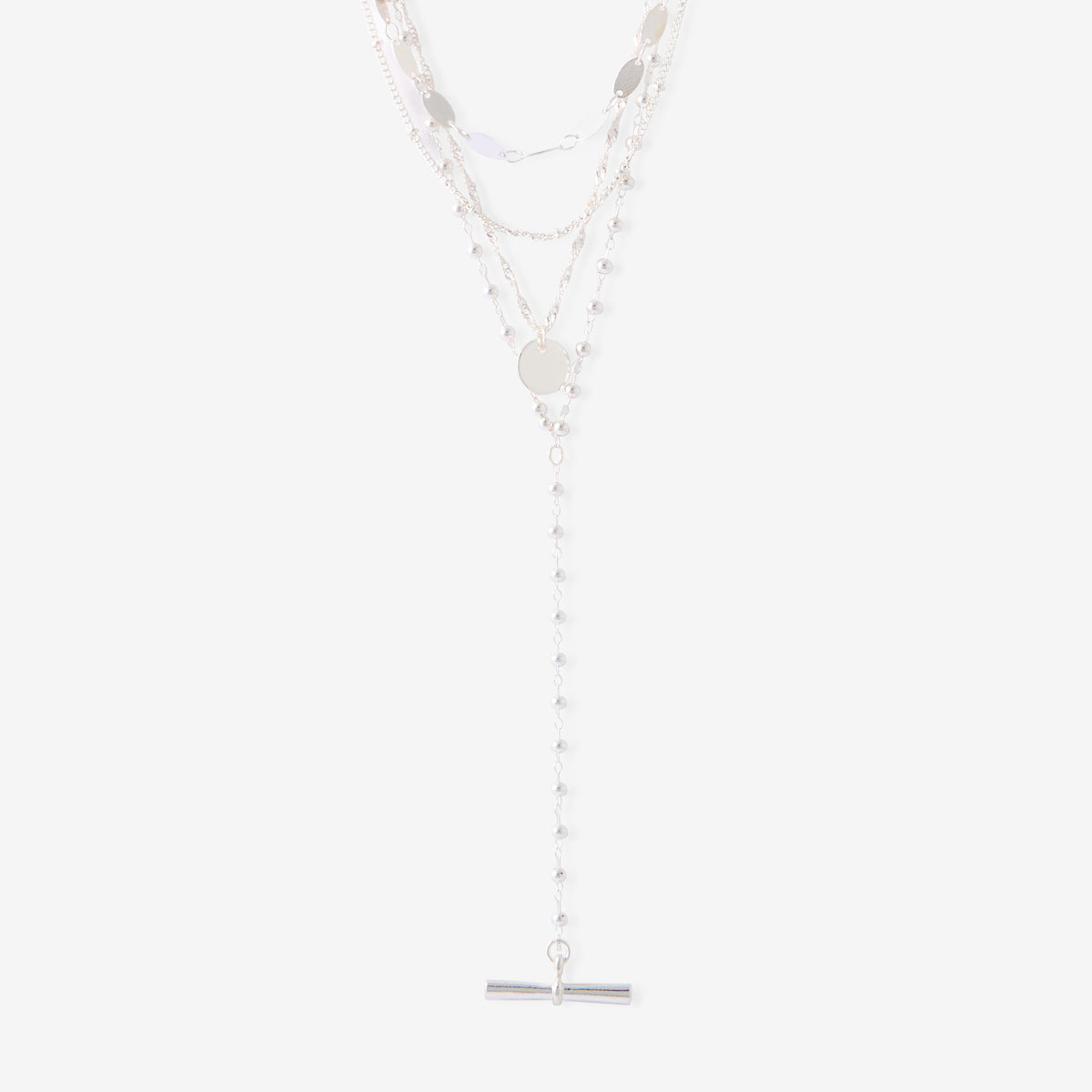 Collier 4 rangs en métal argenté