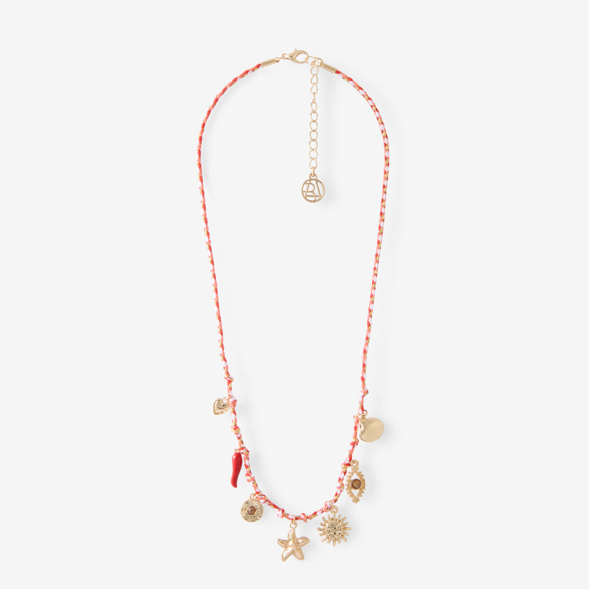 Collier cordon rouge à charms