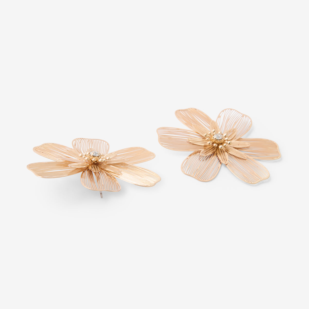 Grandes boucles d'oreilles fleurs en filigrane dorées