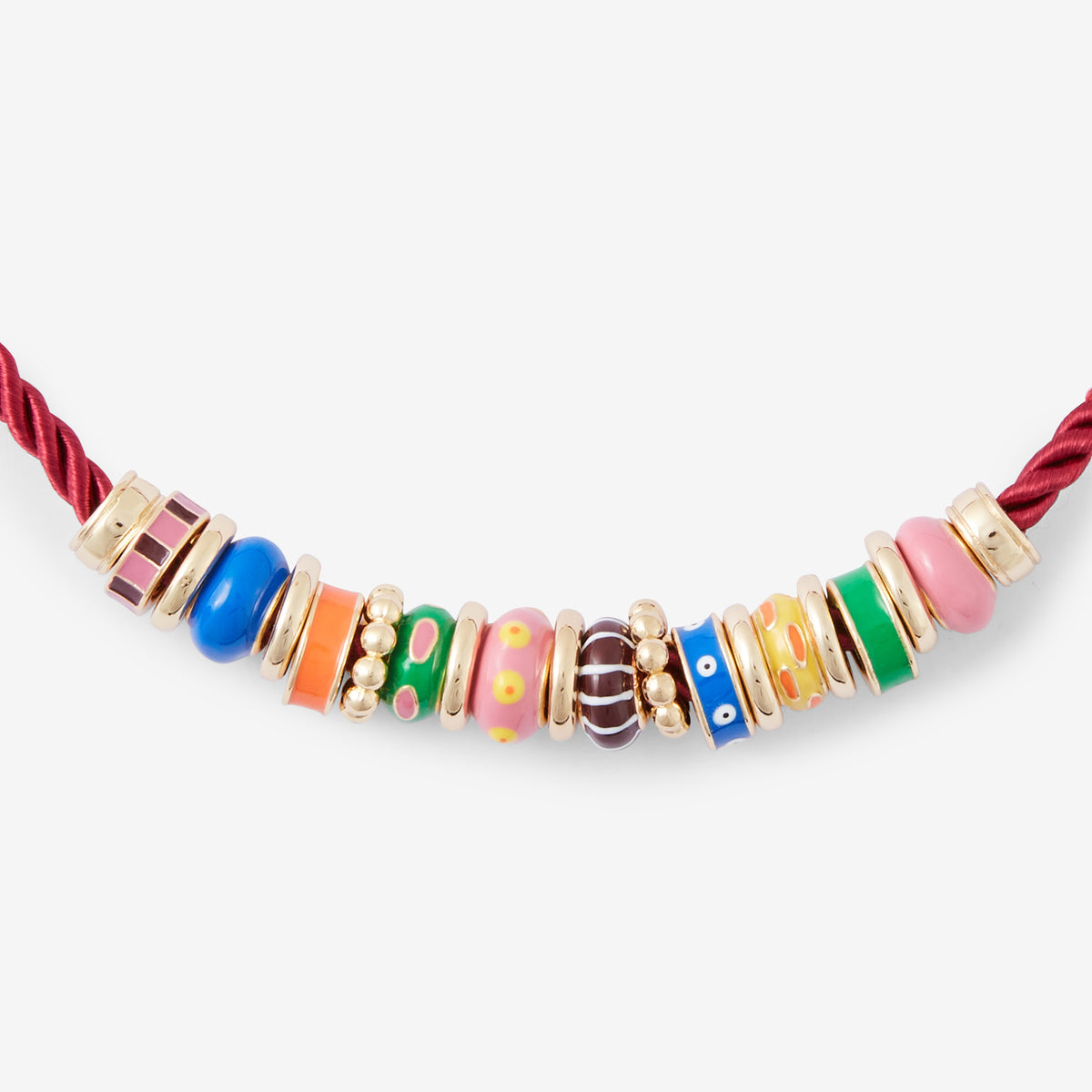 Collier cordon avec perles émail multicolore