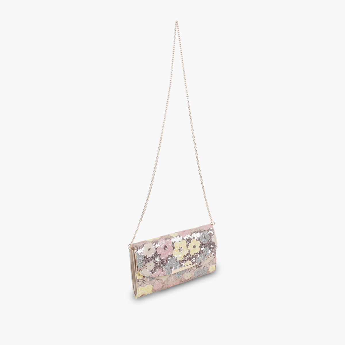 Pochette sequins à fleurs