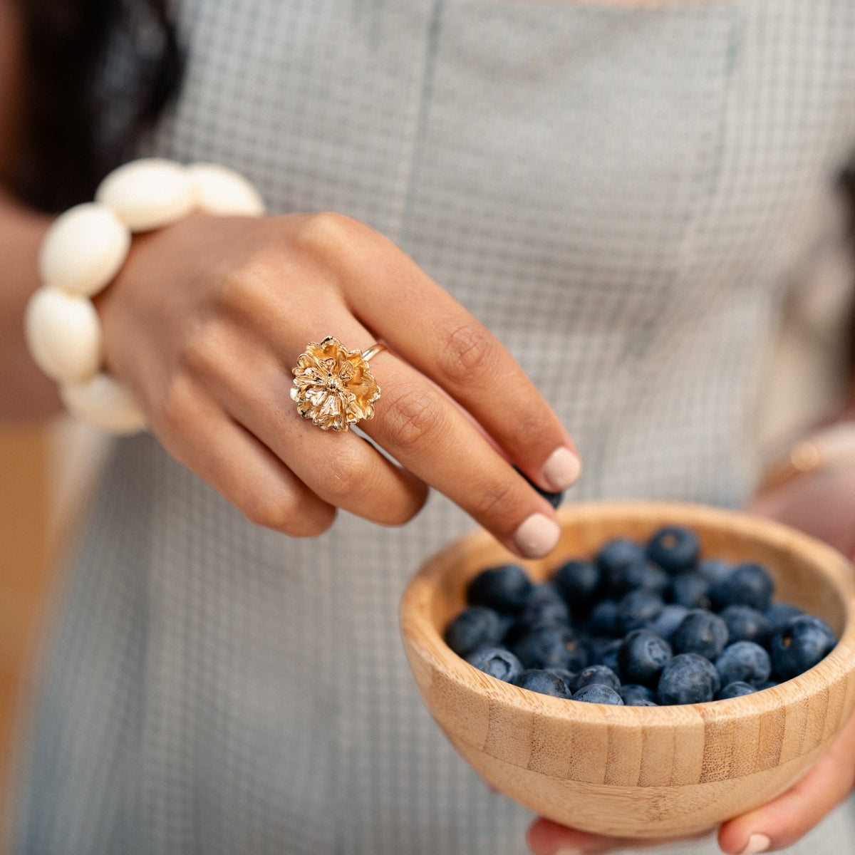 Bague fleur dorée