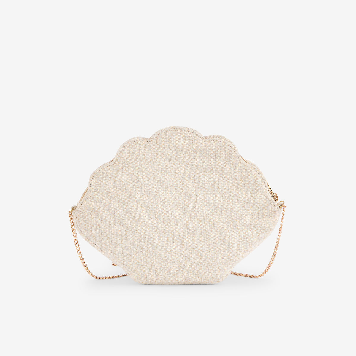 Pochette coquillage en perles de rocaille ivoire et dorées