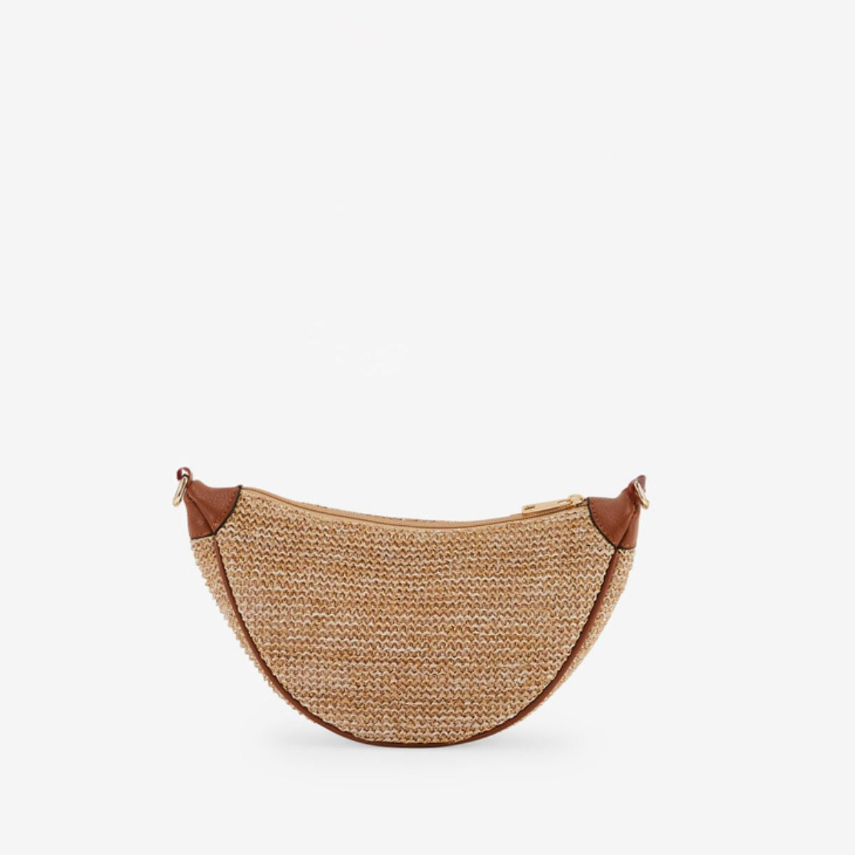 Sac banane effet paille beige et camel