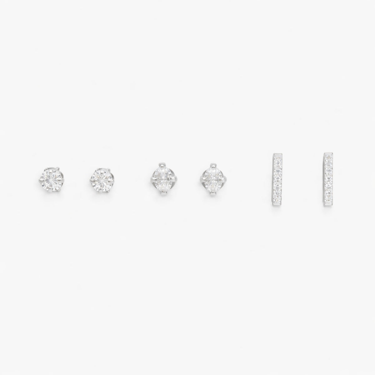 Set de 3 paires de puces d'oreilles zircon - argent garanti 925