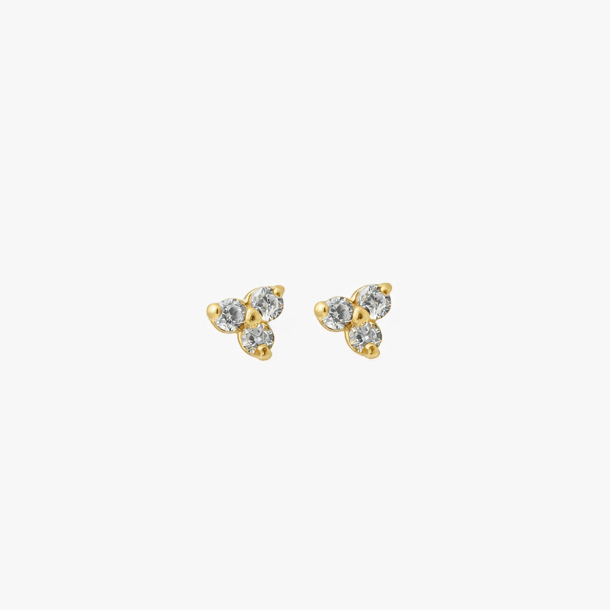 Puces d'oreilles 3 zircons - argent 925 doré