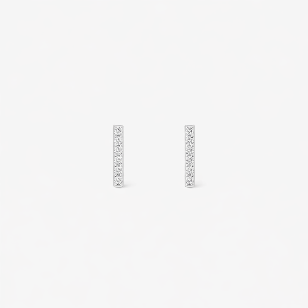 Puces d’oreilles barre sertie de zircon - argent 925