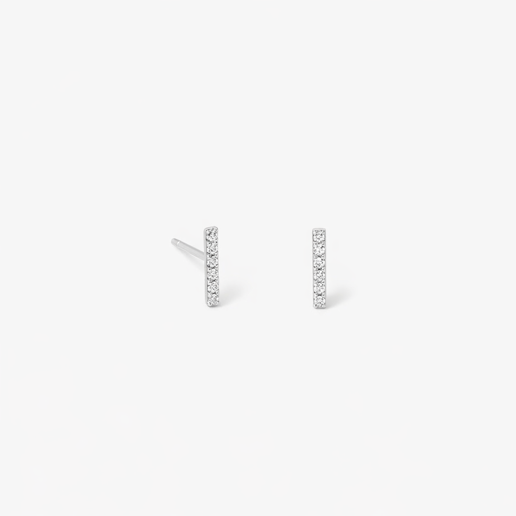 Puces d’oreilles barre sertie de zircon - argent 925