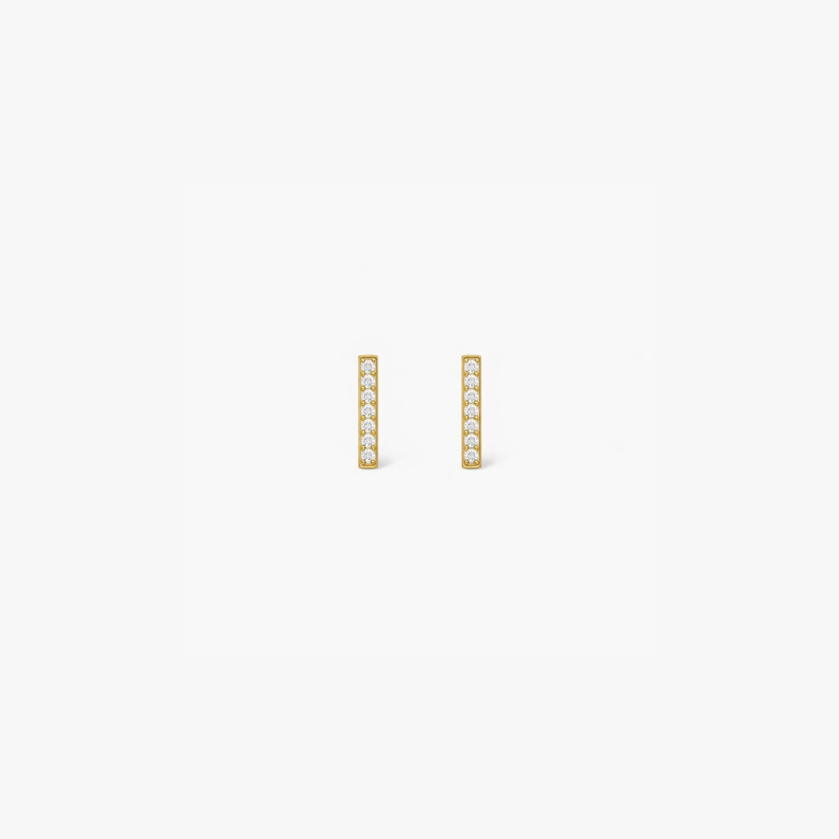 Puces d’oreilles barre sertie de zircon - argent 925 doré
