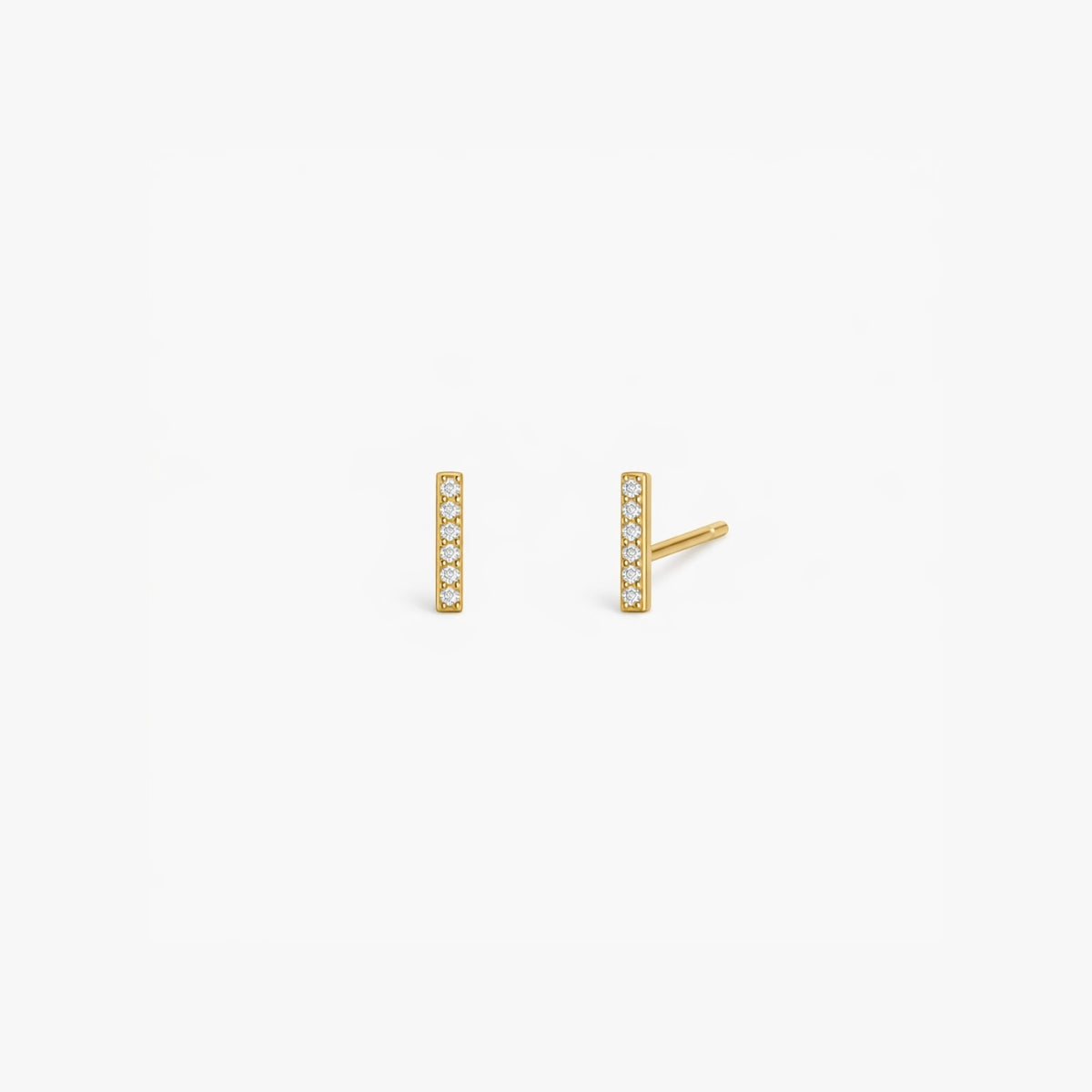 Puces d’oreilles barre sertie de zircon - argent 925 doré