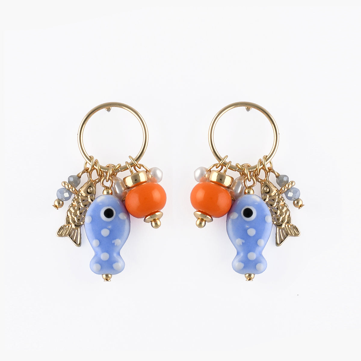 Boucles d'oreilles charms poisson céramique